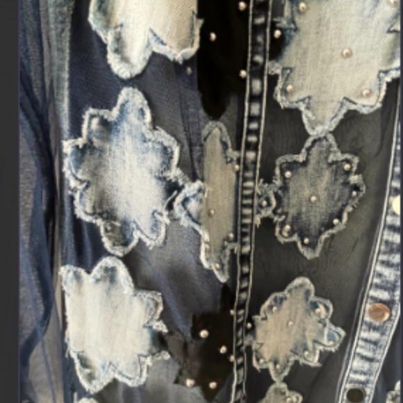(NWOT) ADORE Raw Hem, Long line, Embellished Denim Jacket - Picture 2 of 7